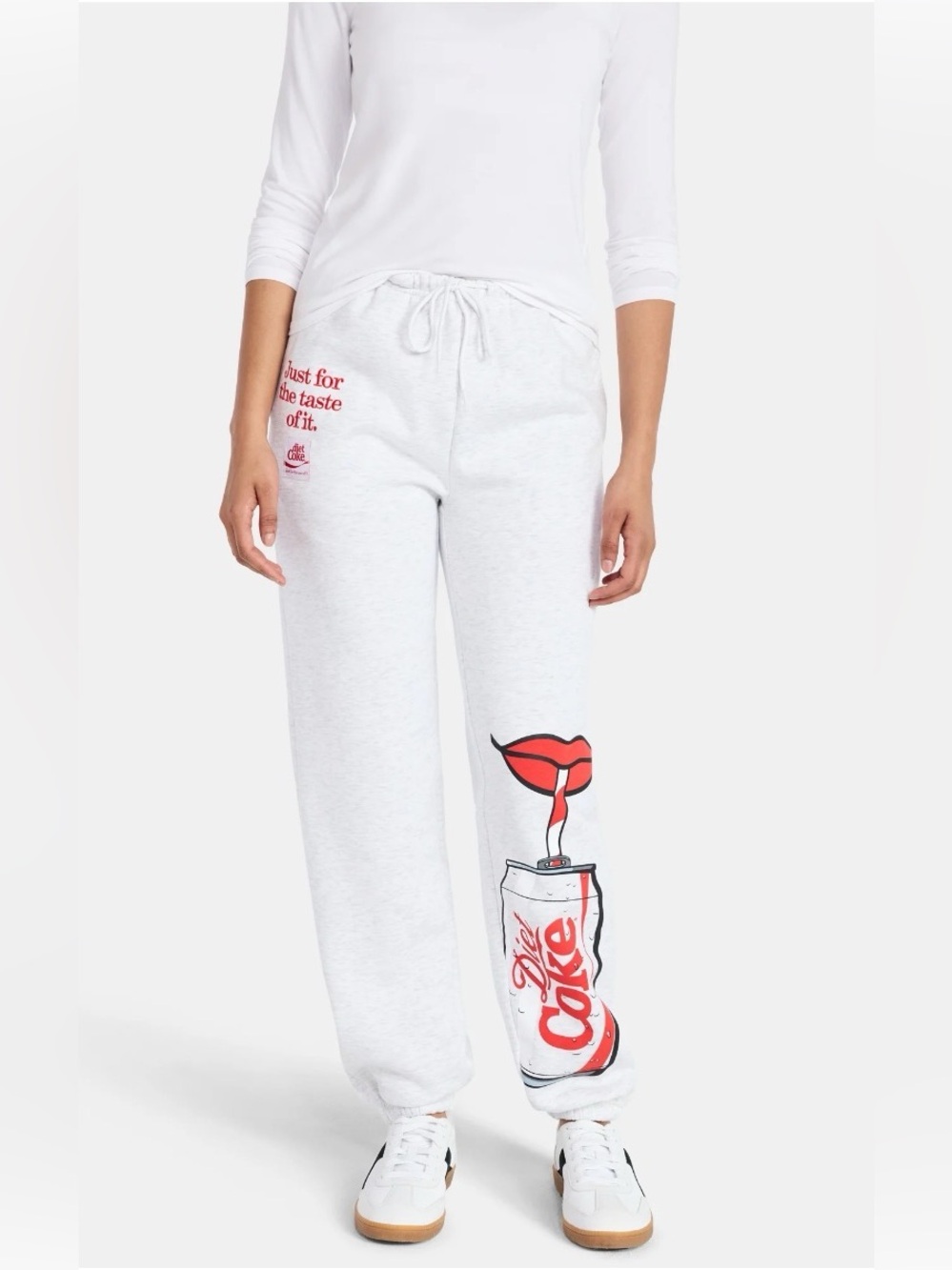 Diet Coke Graphic Sweatpants - White with Red Print